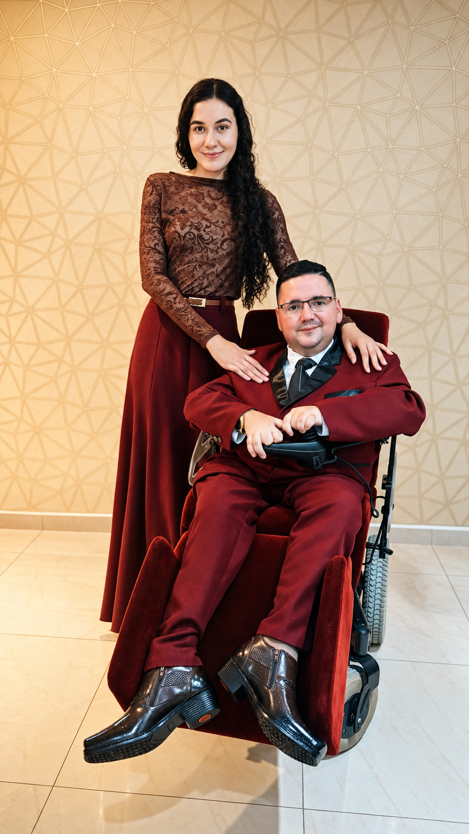 Natielle e Jelres — noivo em cadeira de rodas e noiva ao lado